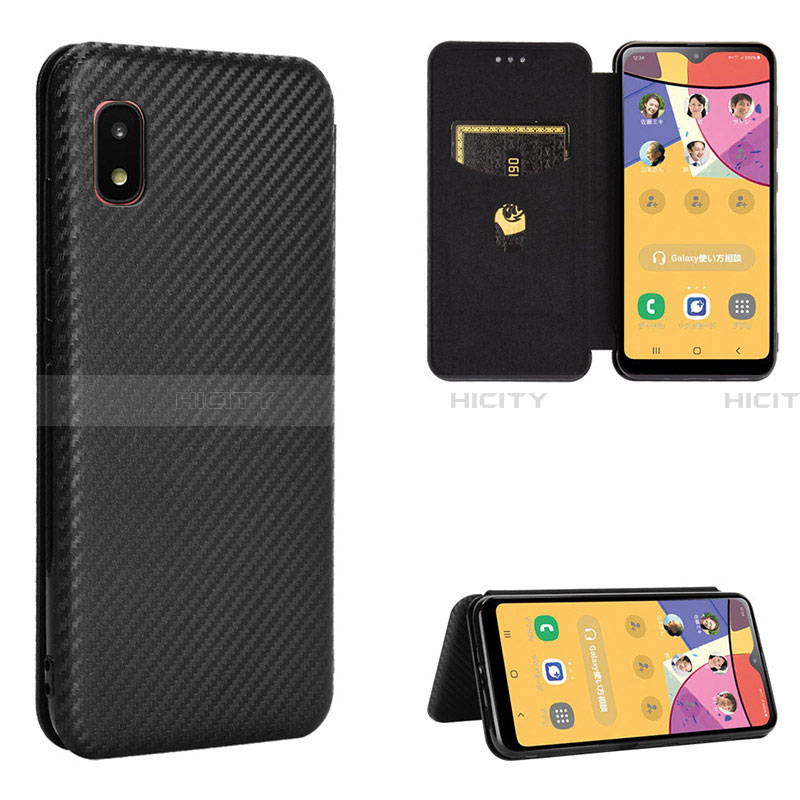 Coque Portefeuille Livre Cuir Etui Clapet L02Z pour Samsung Galaxy A21 SC-42A Noir Plus