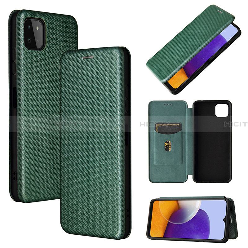 Coque Portefeuille Livre Cuir Etui Clapet L02Z pour Samsung Galaxy A22 5G Vert Plus