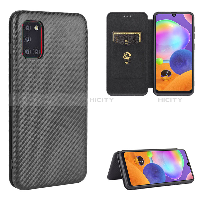 Coque Portefeuille Livre Cuir Etui Clapet L02Z pour Samsung Galaxy A31 Noir Plus