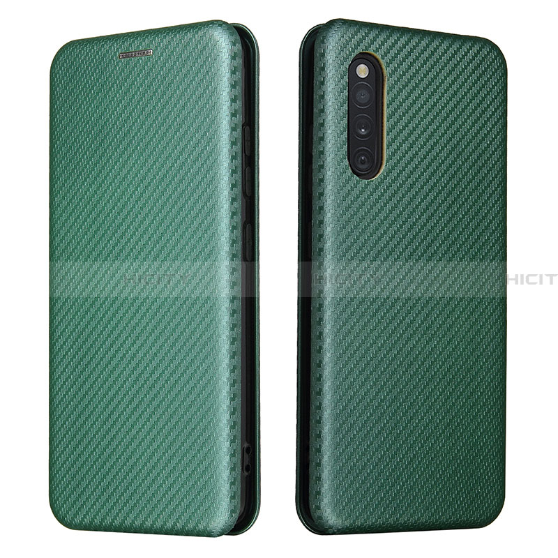 Coque Portefeuille Livre Cuir Etui Clapet L02Z pour Samsung Galaxy A41 SC-41A Vert Plus