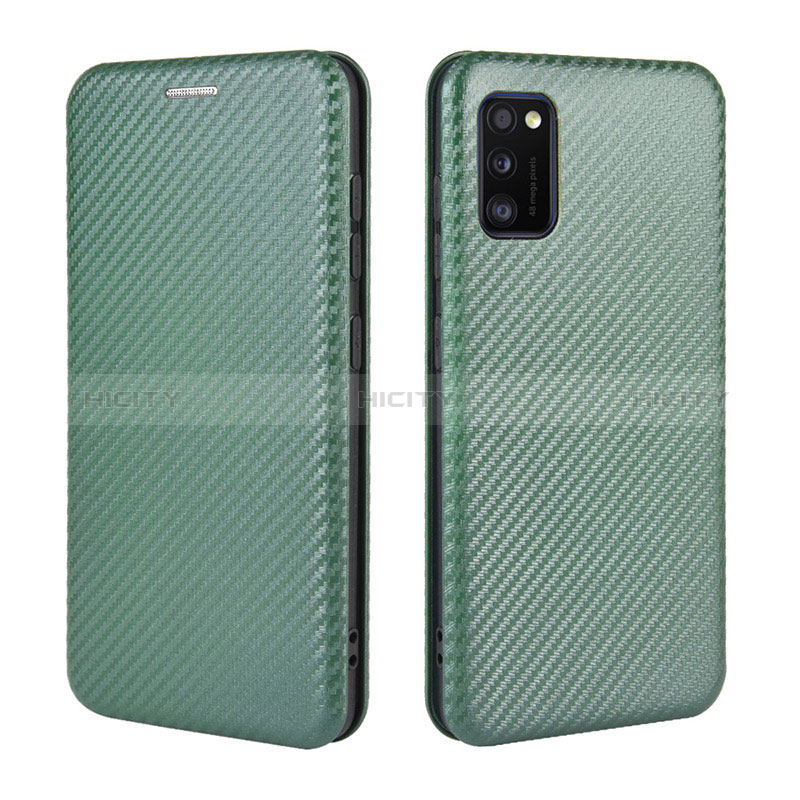 Coque Portefeuille Livre Cuir Etui Clapet L02Z pour Samsung Galaxy A41 Vert Plus