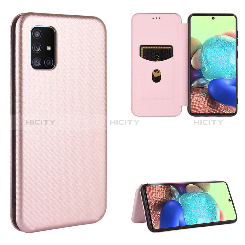 Coque Portefeuille Livre Cuir Etui Clapet L02Z pour Samsung Galaxy A51 4G Or Rose Plus