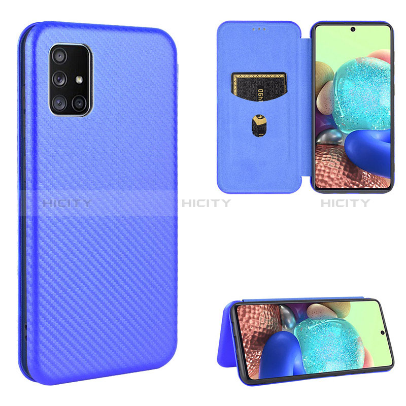 Coque Portefeuille Livre Cuir Etui Clapet L02Z pour Samsung Galaxy A51 5G Bleu Plus