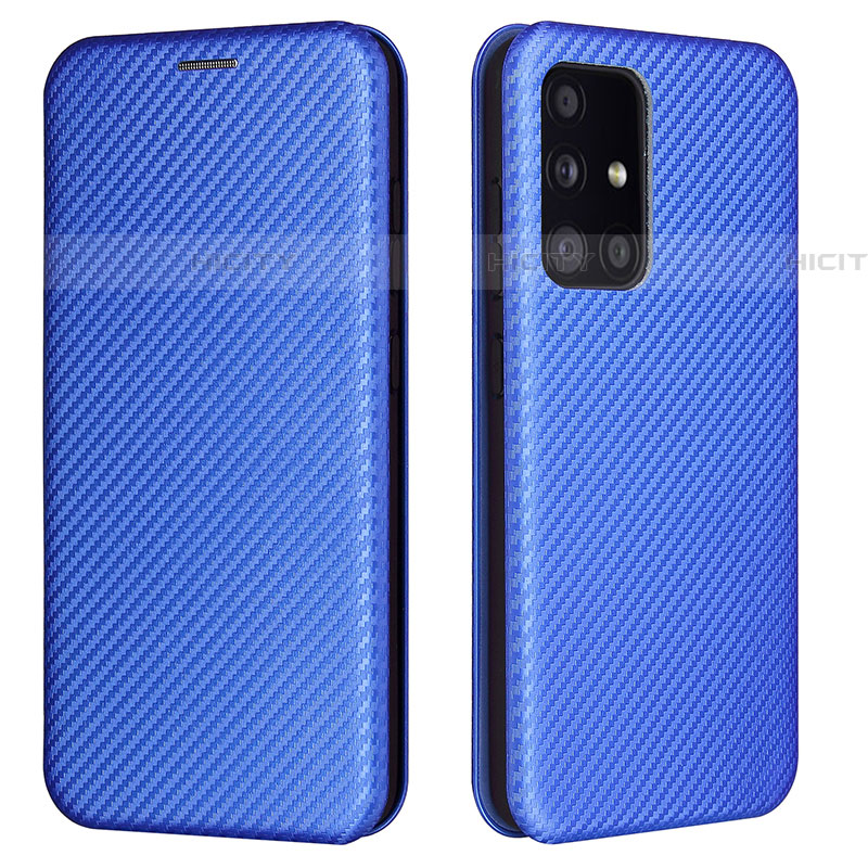 Coque Portefeuille Livre Cuir Etui Clapet L02Z pour Samsung Galaxy A52 5G Bleu Plus