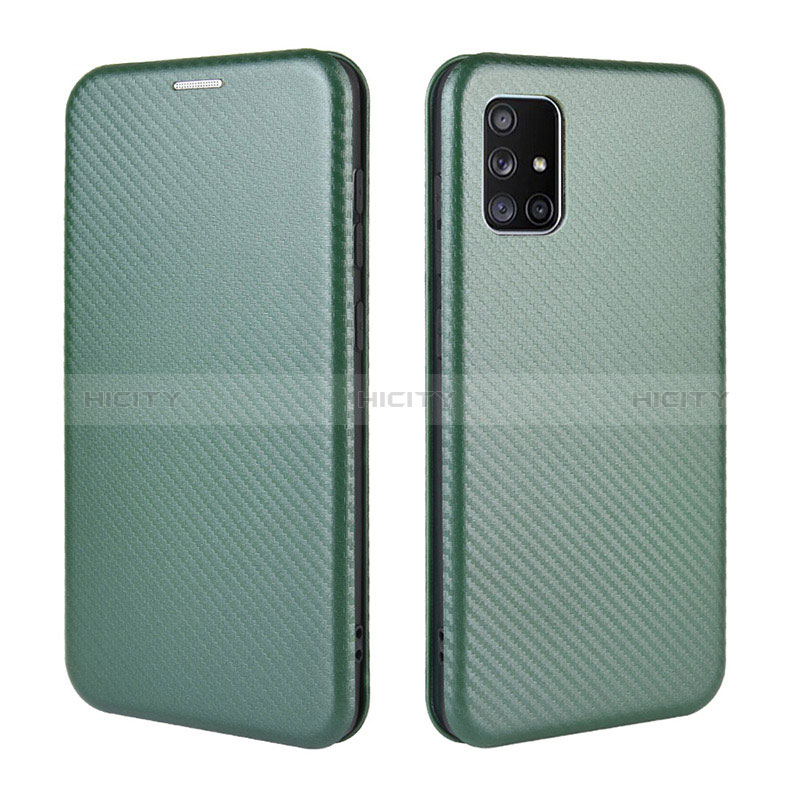 Coque Portefeuille Livre Cuir Etui Clapet L02Z pour Samsung Galaxy A71 4G A715 Vert Plus