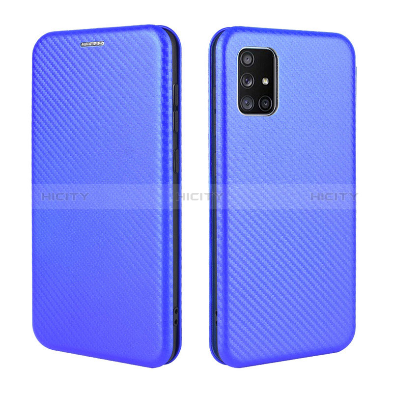 Coque Portefeuille Livre Cuir Etui Clapet L02Z pour Samsung Galaxy A71 5G Bleu Plus