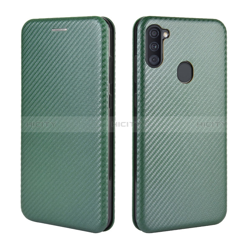 Coque Portefeuille Livre Cuir Etui Clapet L02Z pour Samsung Galaxy M11 Vert Plus