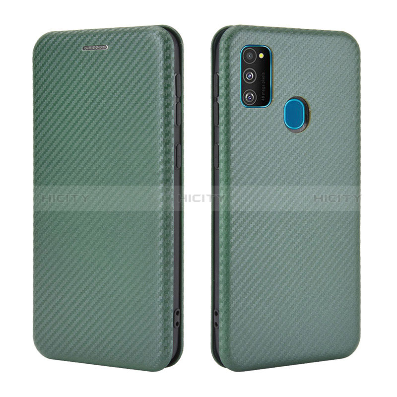 Coque Portefeuille Livre Cuir Etui Clapet L02Z pour Samsung Galaxy M21 Vert Plus