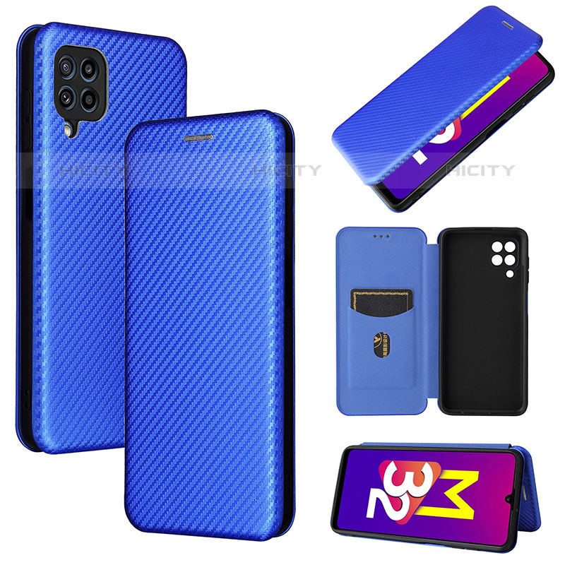 Coque Portefeuille Livre Cuir Etui Clapet L02Z pour Samsung Galaxy M32 4G Bleu Plus