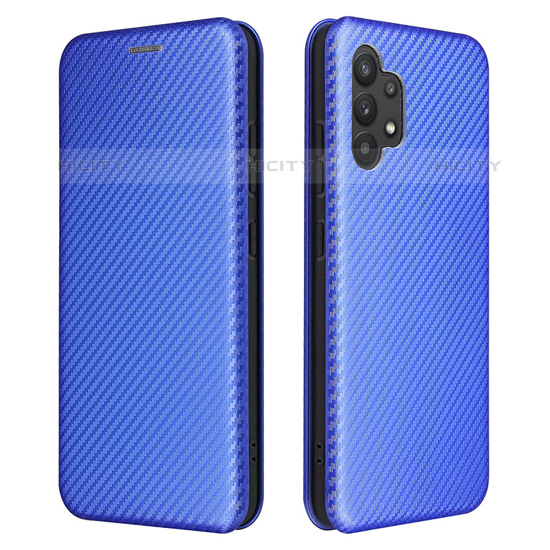 Coque Portefeuille Livre Cuir Etui Clapet L02Z pour Samsung Galaxy M32 5G Bleu Plus