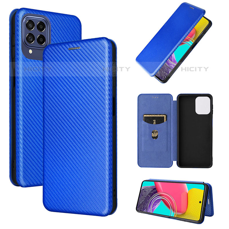 Coque Portefeuille Livre Cuir Etui Clapet L02Z pour Samsung Galaxy M53 5G Bleu Plus