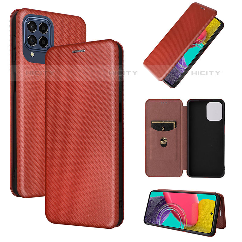 Coque Portefeuille Livre Cuir Etui Clapet L02Z pour Samsung Galaxy M53 5G Marron Plus