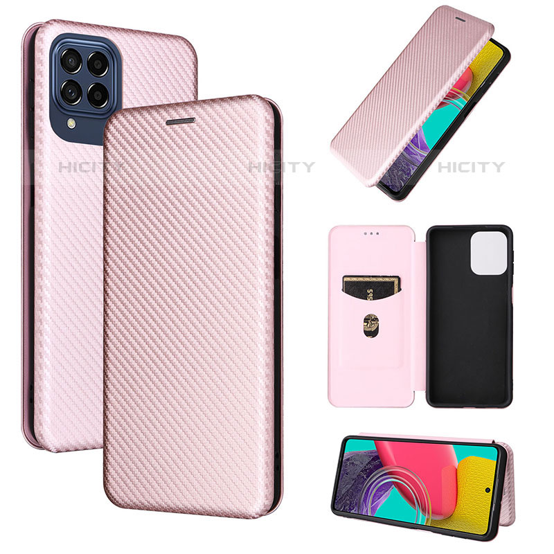 Coque Portefeuille Livre Cuir Etui Clapet L02Z pour Samsung Galaxy M53 5G Or Rose Plus