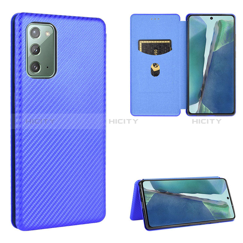 Coque Portefeuille Livre Cuir Etui Clapet L02Z pour Samsung Galaxy Note 20 5G Bleu Plus