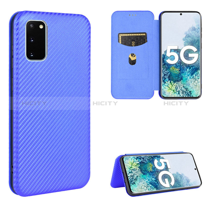 Coque Portefeuille Livre Cuir Etui Clapet L02Z pour Samsung Galaxy S20 Lite 5G Bleu Plus