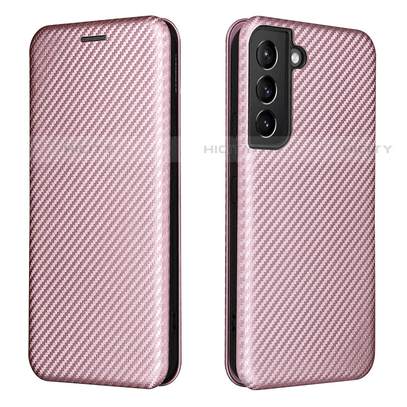 Coque Portefeuille Livre Cuir Etui Clapet L02Z pour Samsung Galaxy S21 FE 5G Or Rose Plus