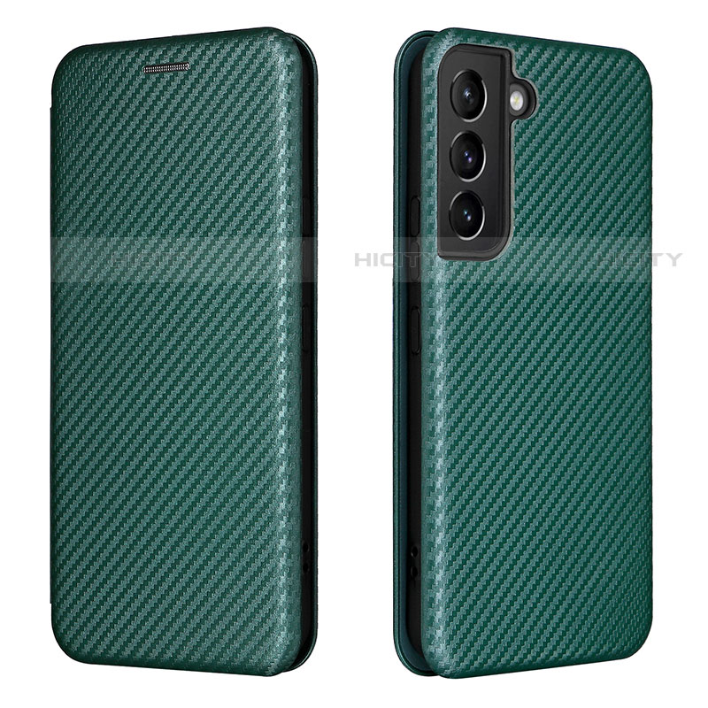 Coque Portefeuille Livre Cuir Etui Clapet L02Z pour Samsung Galaxy S21 FE 5G Vert Plus