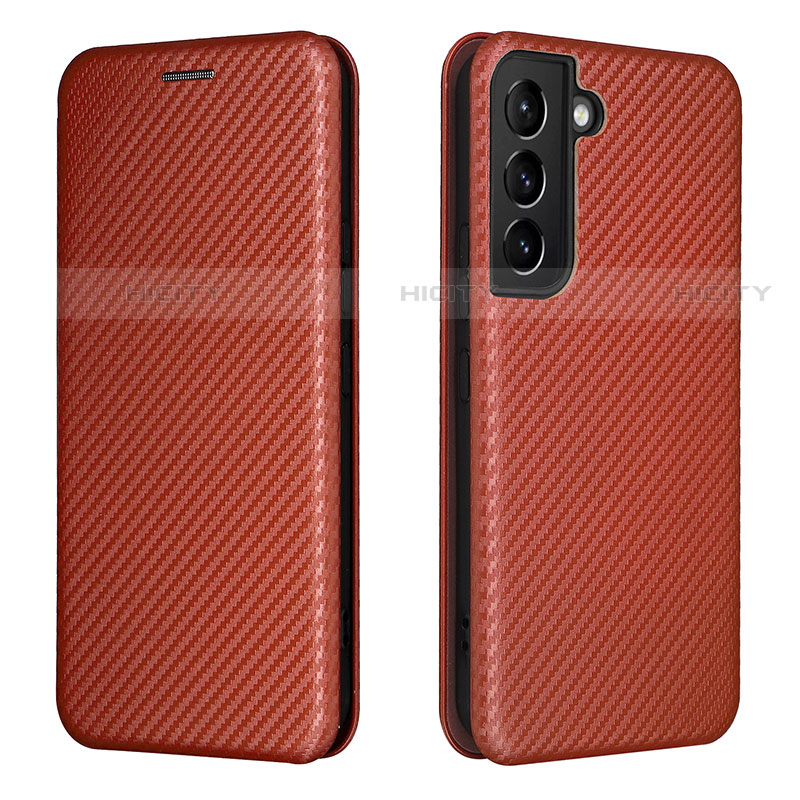 Coque Portefeuille Livre Cuir Etui Clapet L02Z pour Samsung Galaxy S21 Plus 5G Marron Plus