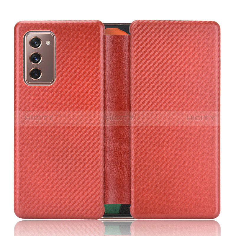 Coque Portefeuille Livre Cuir Etui Clapet L02Z pour Samsung Galaxy Z Fold2 5G Rouge Plus