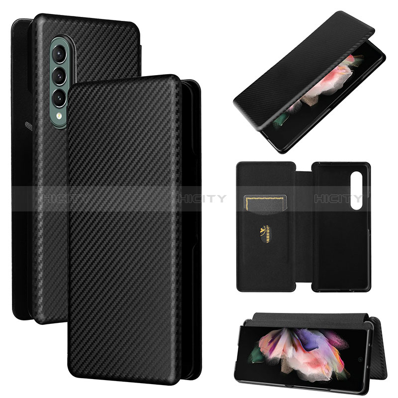 Coque Portefeuille Livre Cuir Etui Clapet L02Z pour Samsung Galaxy Z Fold3 5G Noir Plus