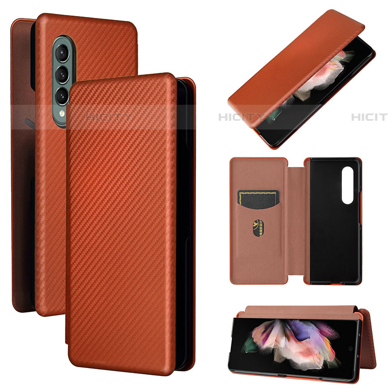 Coque Portefeuille Livre Cuir Etui Clapet L02Z pour Samsung Galaxy Z Fold4 5G Marron Plus