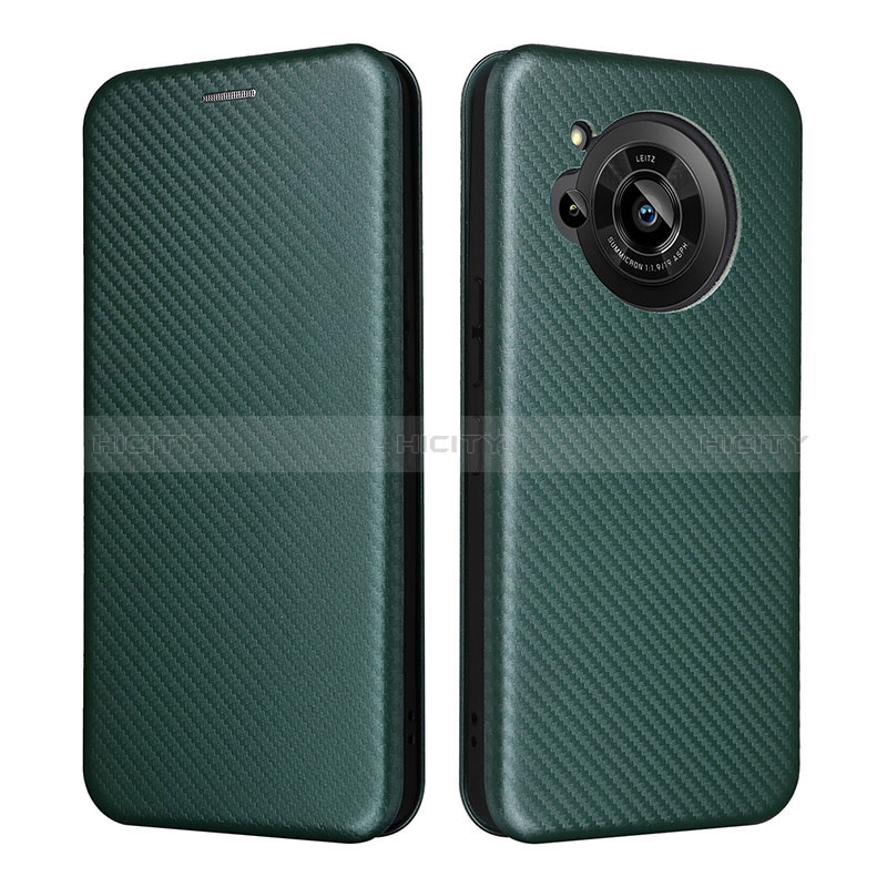 Coque Portefeuille Livre Cuir Etui Clapet L02Z pour Sharp Aquos R7 Vert Plus