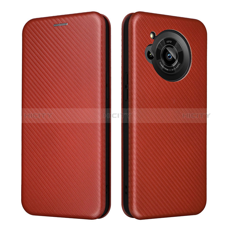 Coque Portefeuille Livre Cuir Etui Clapet L02Z pour Sharp Aquos R7s Marron Plus