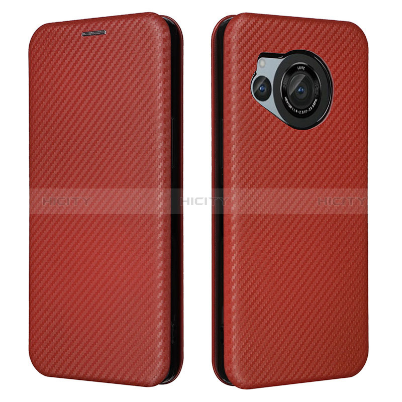 Coque Portefeuille Livre Cuir Etui Clapet L02Z pour Sharp Aquos R8 Marron Plus