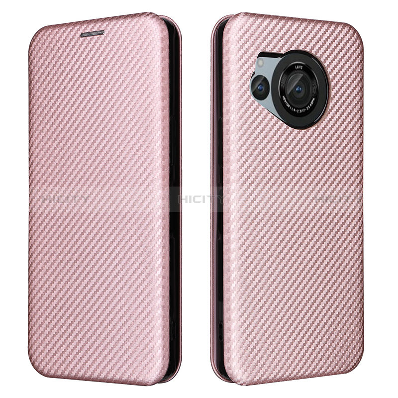 Coque Portefeuille Livre Cuir Etui Clapet L02Z pour Sharp Aquos R8 Or Rose Plus