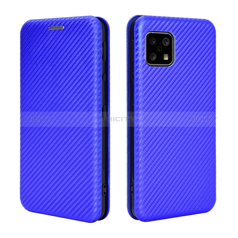 Coque Portefeuille Livre Cuir Etui Clapet L02Z pour Sharp Aquos Sense4 Basic Bleu Plus