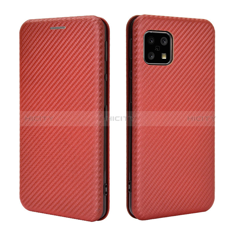 Coque Portefeuille Livre Cuir Etui Clapet L02Z pour Sharp Aquos Sense4 Basic Marron Plus