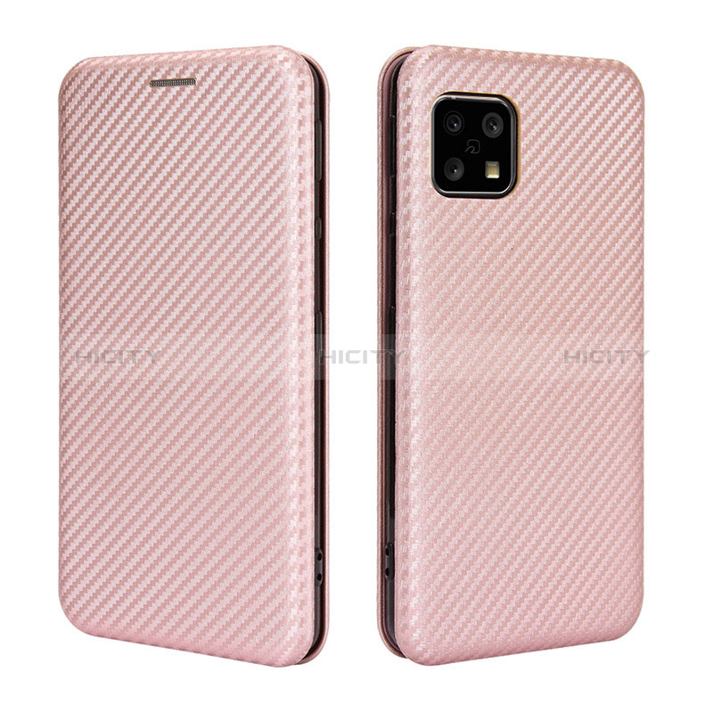 Coque Portefeuille Livre Cuir Etui Clapet L02Z pour Sharp Aquos Sense4 Basic Or Rose Plus