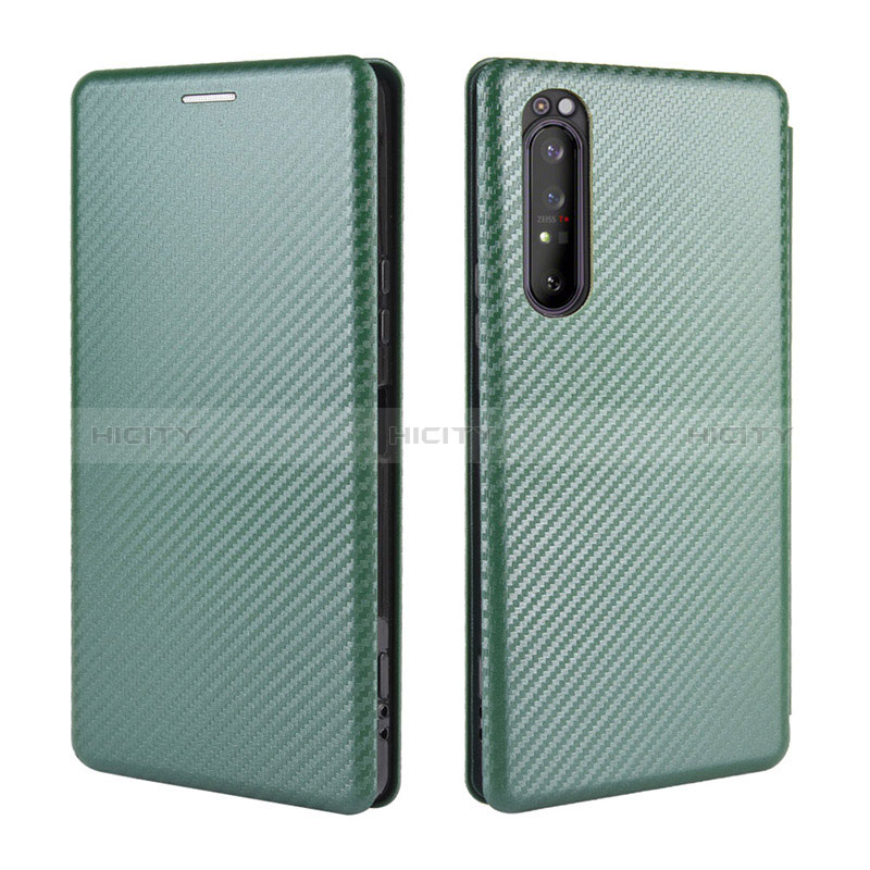 Coque Portefeuille Livre Cuir Etui Clapet L02Z pour Sony Xperia 1 II Vert Plus