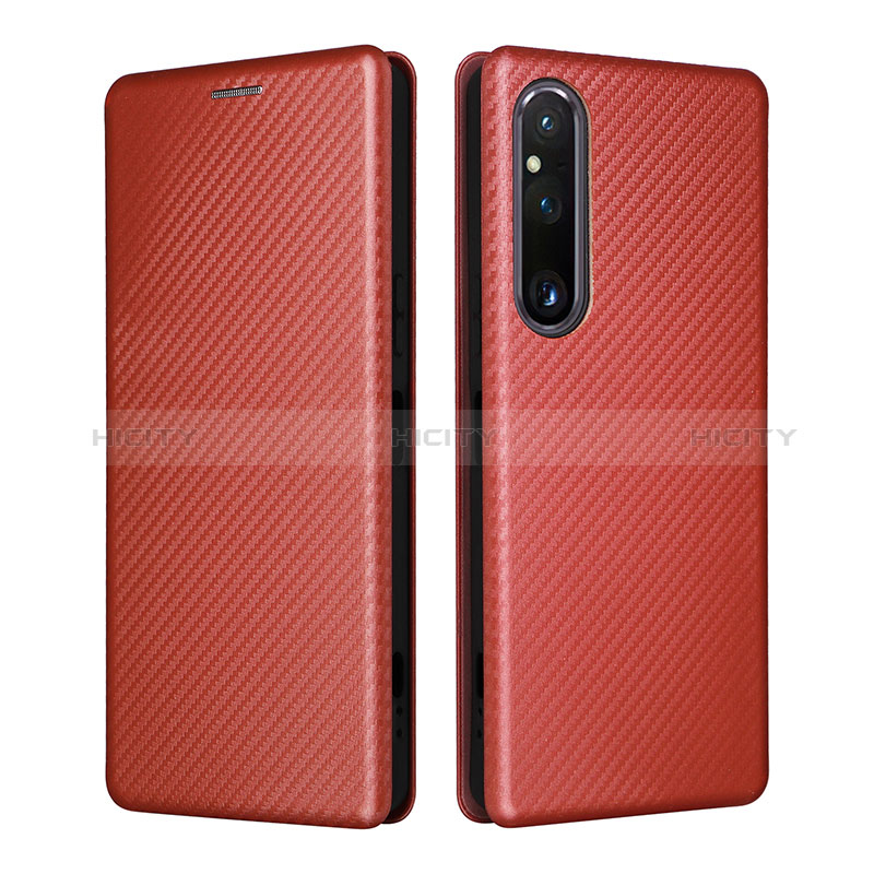 Coque Portefeuille Livre Cuir Etui Clapet L02Z pour Sony Xperia 1 V Marron Plus