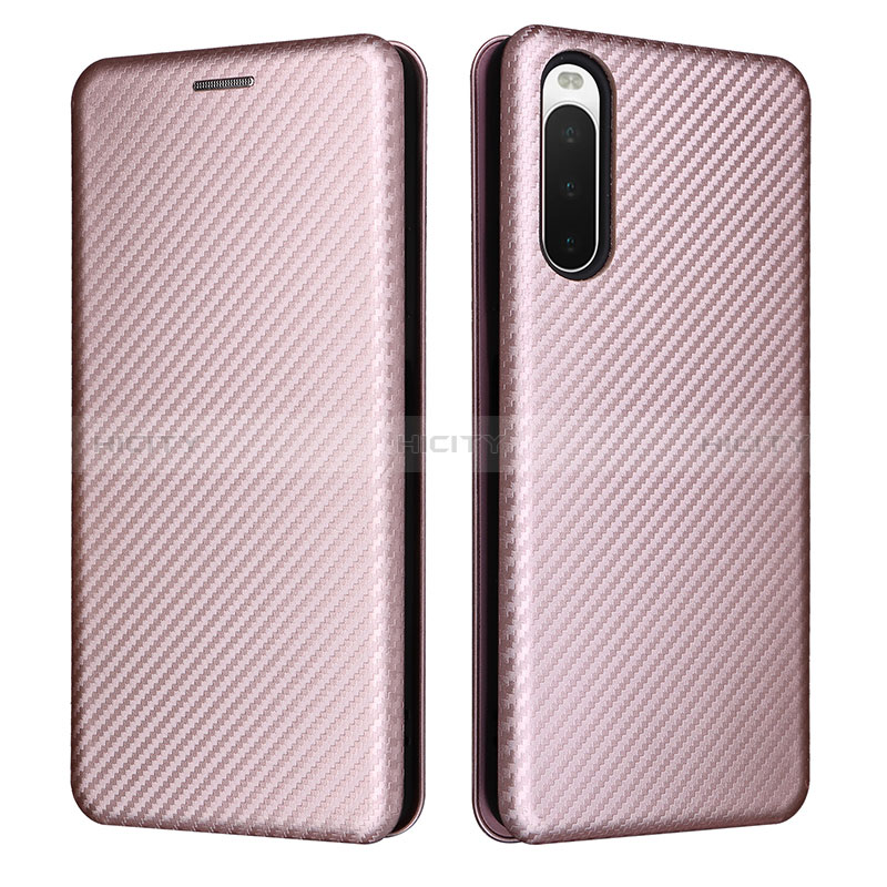 Coque Portefeuille Livre Cuir Etui Clapet L02Z pour Sony Xperia 10 V Or Rose Plus