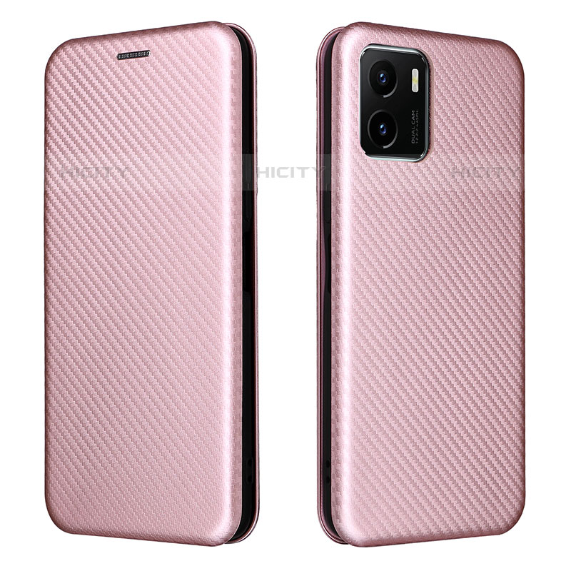 Coque Portefeuille Livre Cuir Etui Clapet L02Z pour Vivo iQOO U5x Or Rose Plus