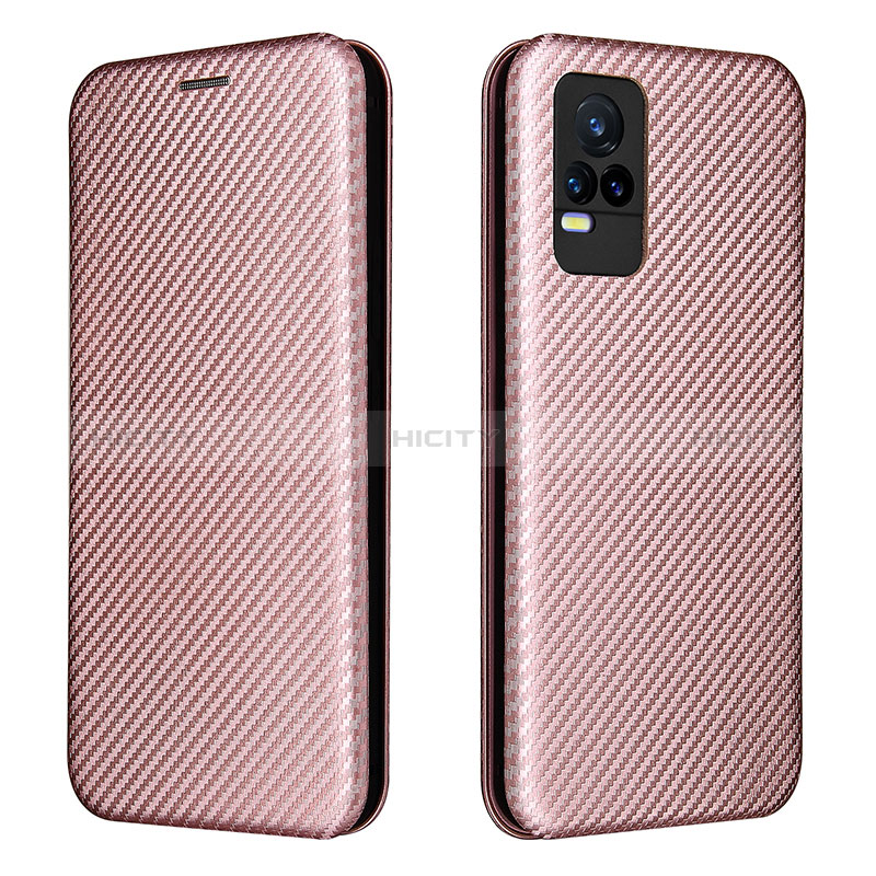 Coque Portefeuille Livre Cuir Etui Clapet L02Z pour Vivo V21e 4G Or Rose Plus