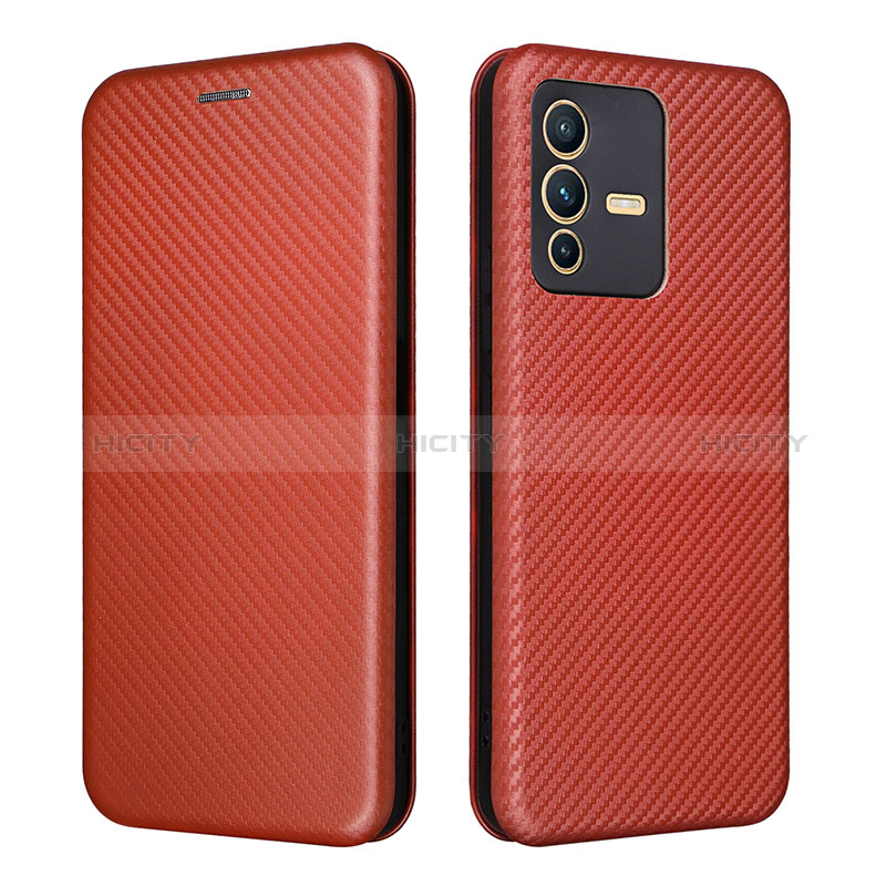 Coque Portefeuille Livre Cuir Etui Clapet L02Z pour Vivo V23 5G Marron Plus