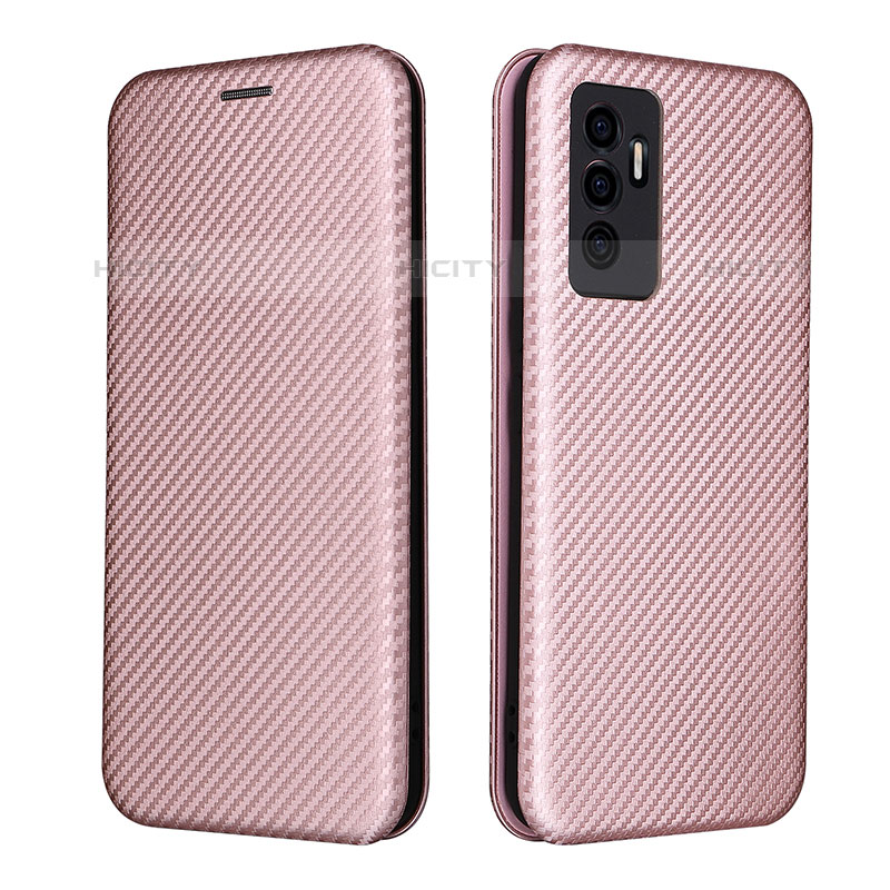 Coque Portefeuille Livre Cuir Etui Clapet L02Z pour Vivo V23e 5G Or Rose Plus