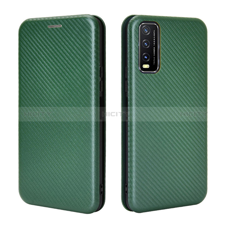 Coque Portefeuille Livre Cuir Etui Clapet L02Z pour Vivo Y12A Vert Plus