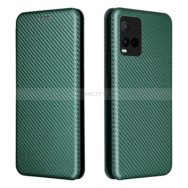 Coque Portefeuille Livre Cuir Etui Clapet L02Z pour Vivo Y21a Vert Plus