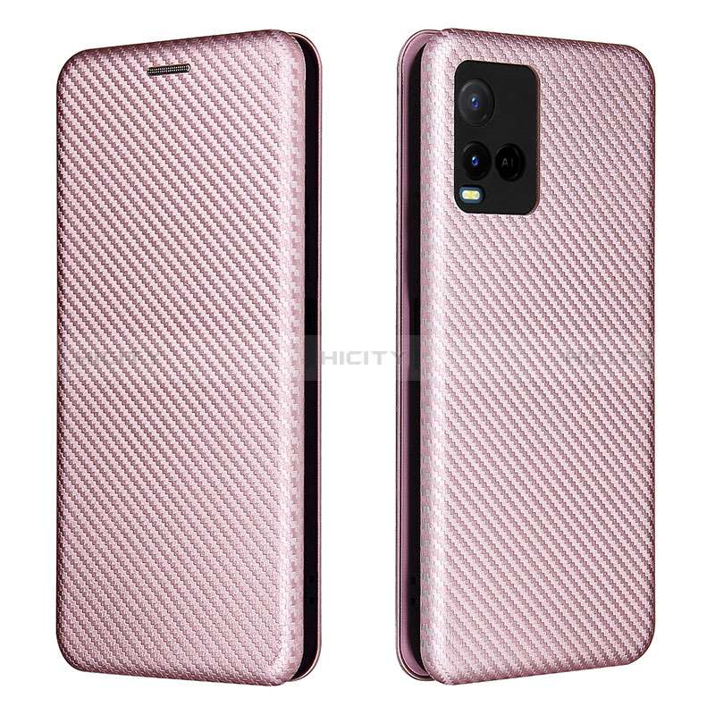 Coque Portefeuille Livre Cuir Etui Clapet L02Z pour Vivo Y21G Or Rose Plus