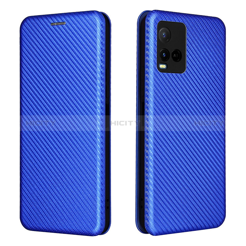 Coque Portefeuille Livre Cuir Etui Clapet L02Z pour Vivo Y21s Bleu Plus