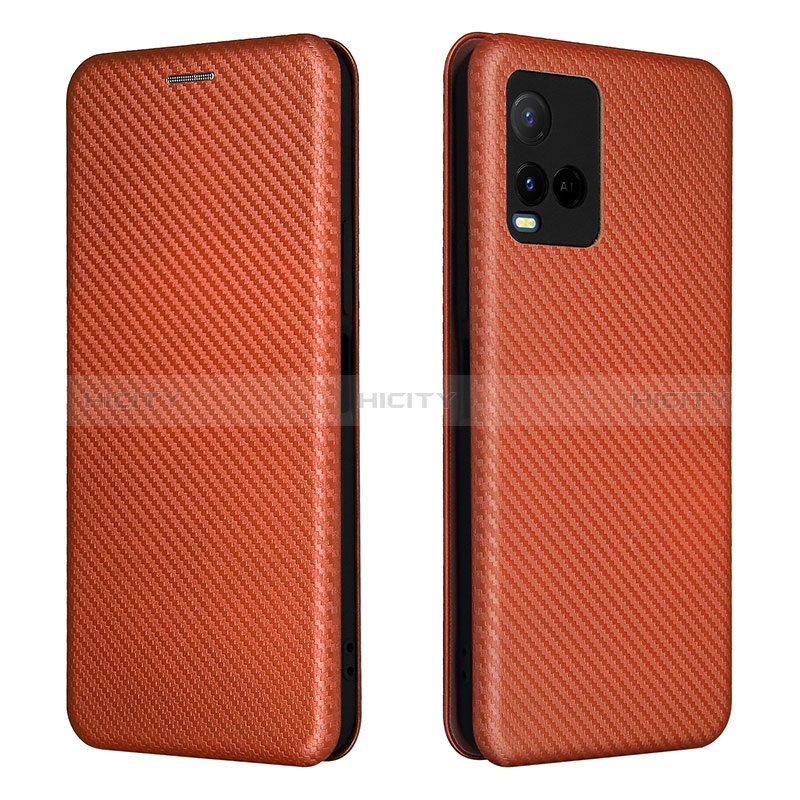 Coque Portefeuille Livre Cuir Etui Clapet L02Z pour Vivo Y33T Marron Plus