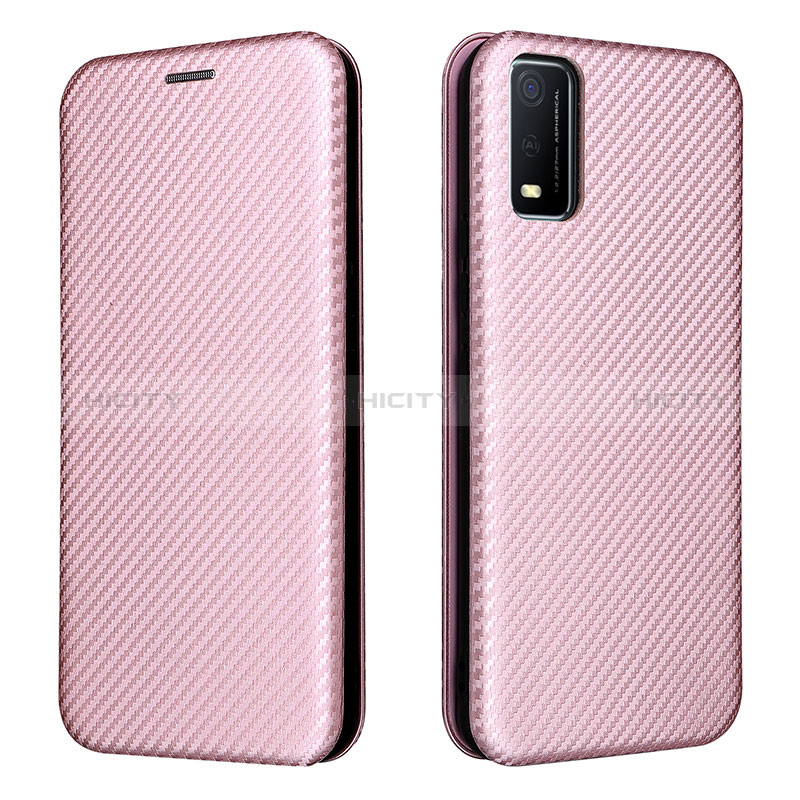 Coque Portefeuille Livre Cuir Etui Clapet L02Z pour Vivo Y3s (2021) Or Rose Plus