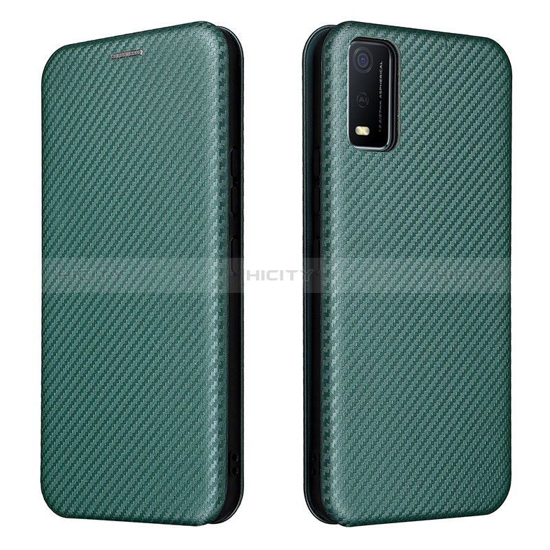 Coque Portefeuille Livre Cuir Etui Clapet L02Z pour Vivo Y3s (2021) Vert Plus