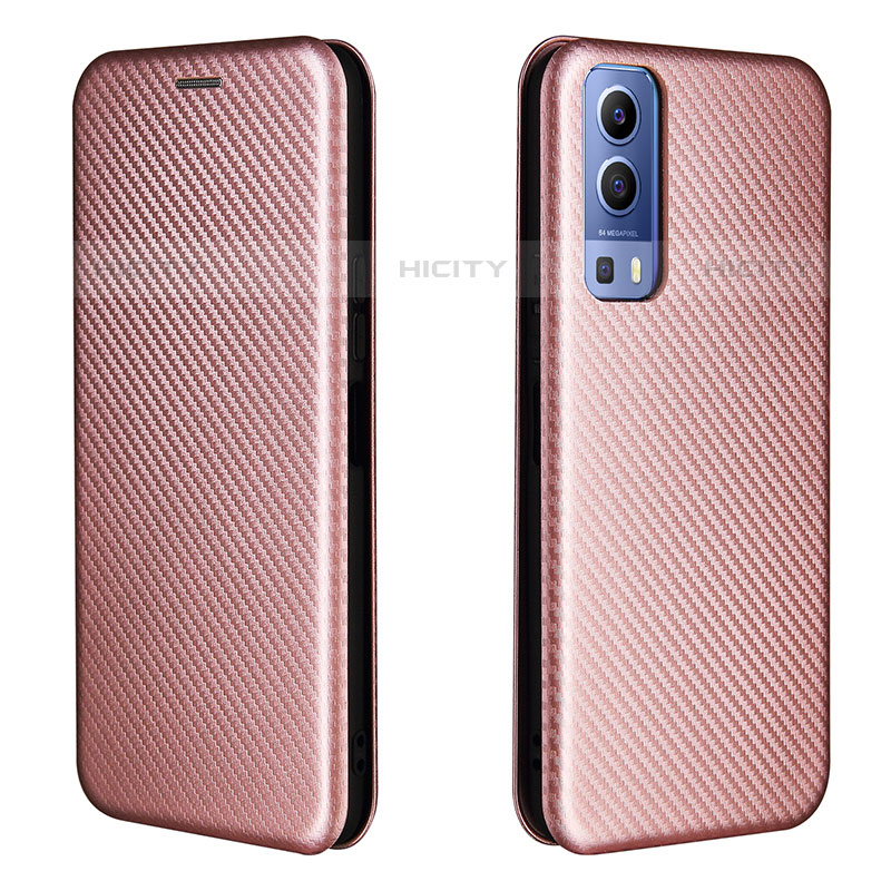 Coque Portefeuille Livre Cuir Etui Clapet L02Z pour Vivo Y52 5G Or Rose Plus