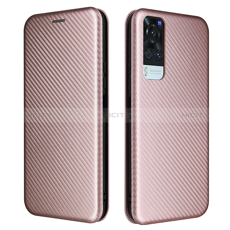 Coque Portefeuille Livre Cuir Etui Clapet L02Z pour Vivo Y53s NFC Or Rose Plus