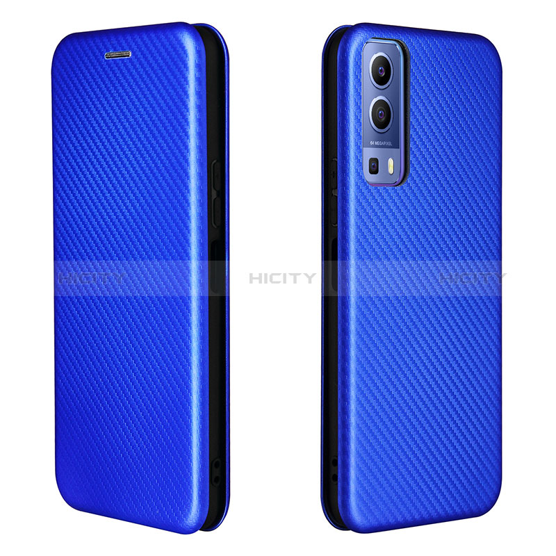 Coque Portefeuille Livre Cuir Etui Clapet L02Z pour Vivo Y75s 5G Bleu Plus