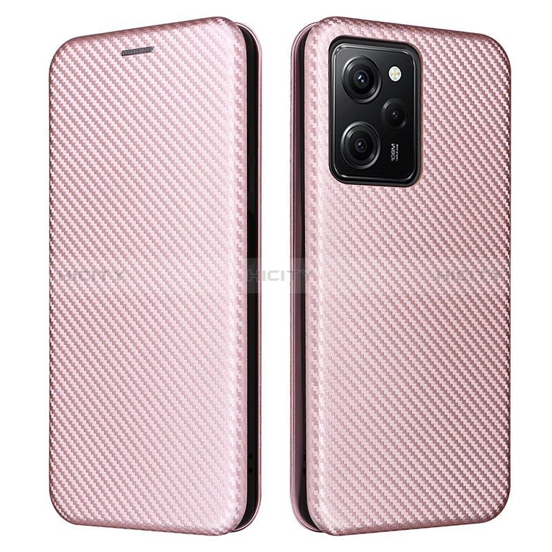 Coque Portefeuille Livre Cuir Etui Clapet L02Z pour Xiaomi Poco X5 Pro 5G Or Rose Plus